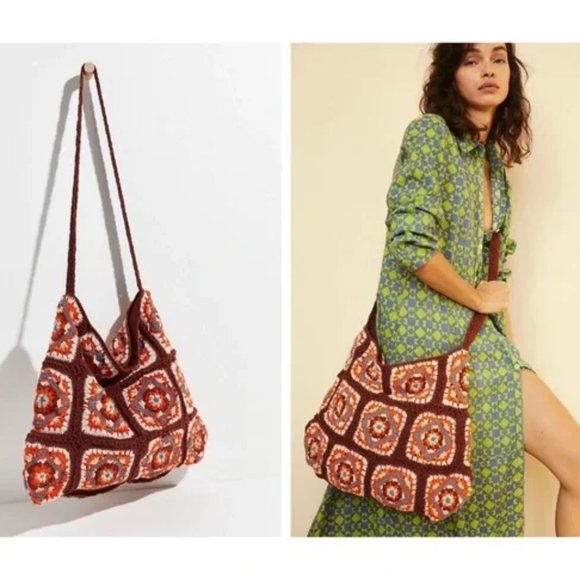 new FREE PEOPLE catch me crochet oversized boho tote bag - Picture 1 of 2